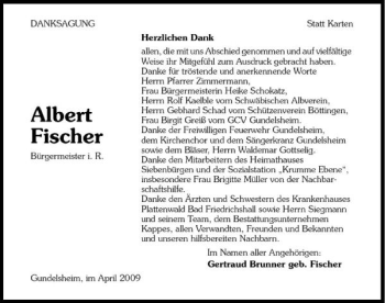 Traueranzeige von Albert Fischer 