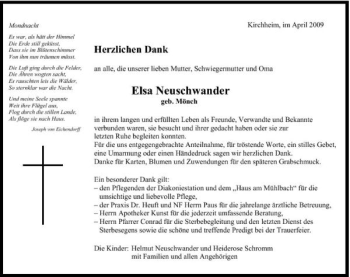 Traueranzeige von Elsa Neuschwander 