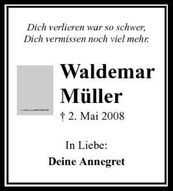 Traueranzeige von Waldemar Müller 