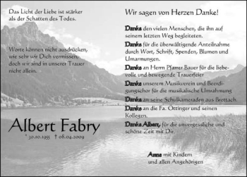 Traueranzeige von Albert Fabry 