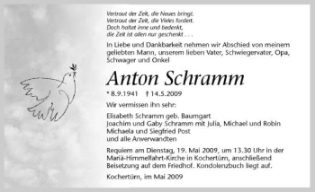 Traueranzeige von Anton Schramm 
