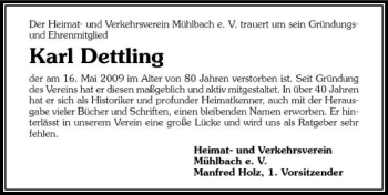 Traueranzeige von Karl Dettling 