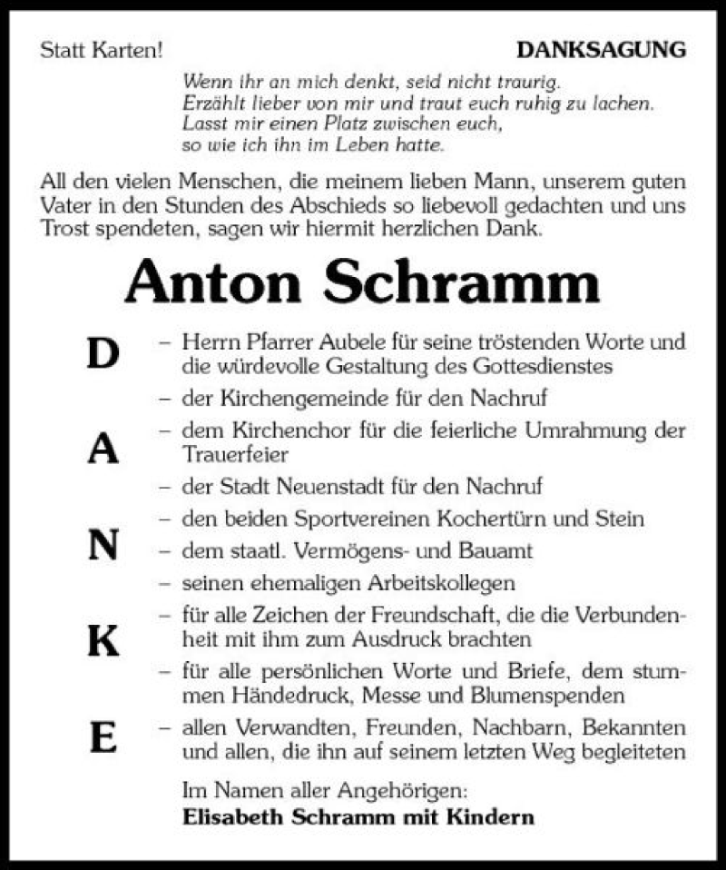  Traueranzeige für Anton Schramm vom 28.05.2009 aus 