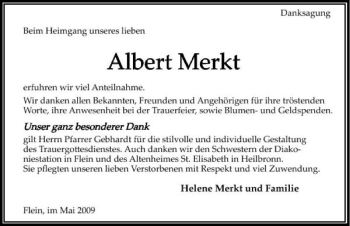 Traueranzeige von Albert Merkt 