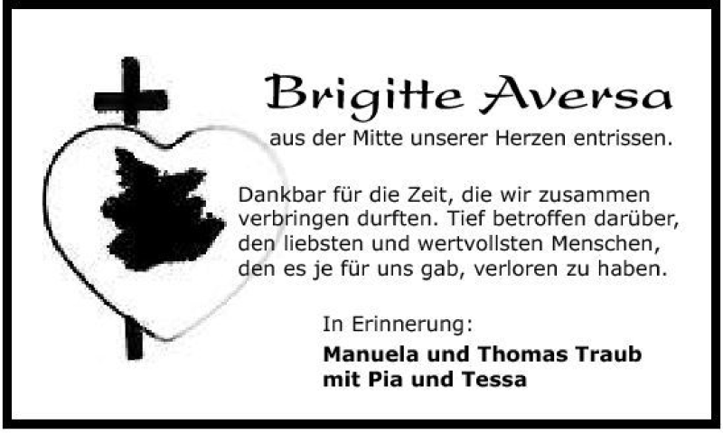  Traueranzeige für Brigitte Aversa vom 27.09.2006 aus 