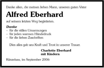 Traueranzeige von Alfred Eberhard 