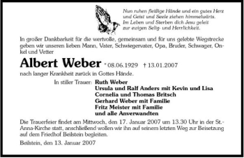 Traueranzeige von Albert Weber 