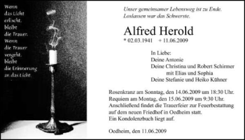 Traueranzeige von Alfred Herold 