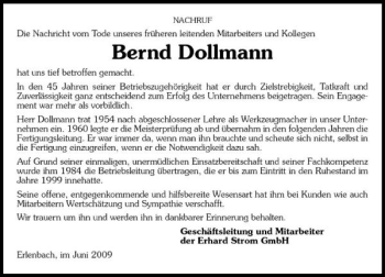 Traueranzeige von Bernd Dollmann 