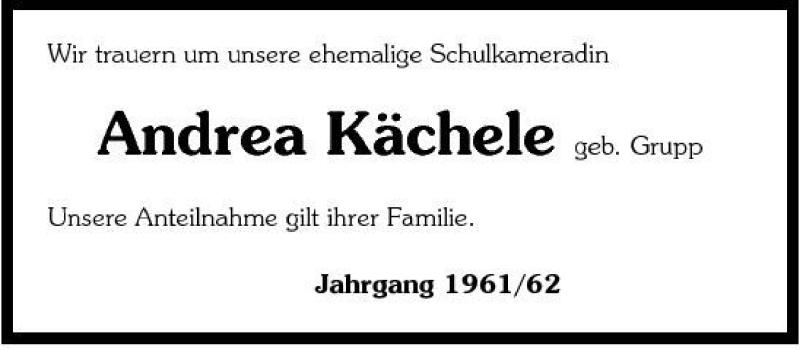  Traueranzeige für Andrea Kächele vom 14.03.2007 aus 