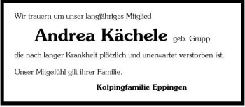 Traueranzeige von Andrea Kächele 