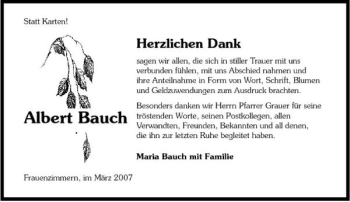 Traueranzeige von Albert Bauch 