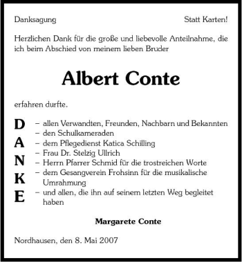 Traueranzeige von Albert Conte 