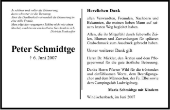 Traueranzeige von Peter Schmidtge 