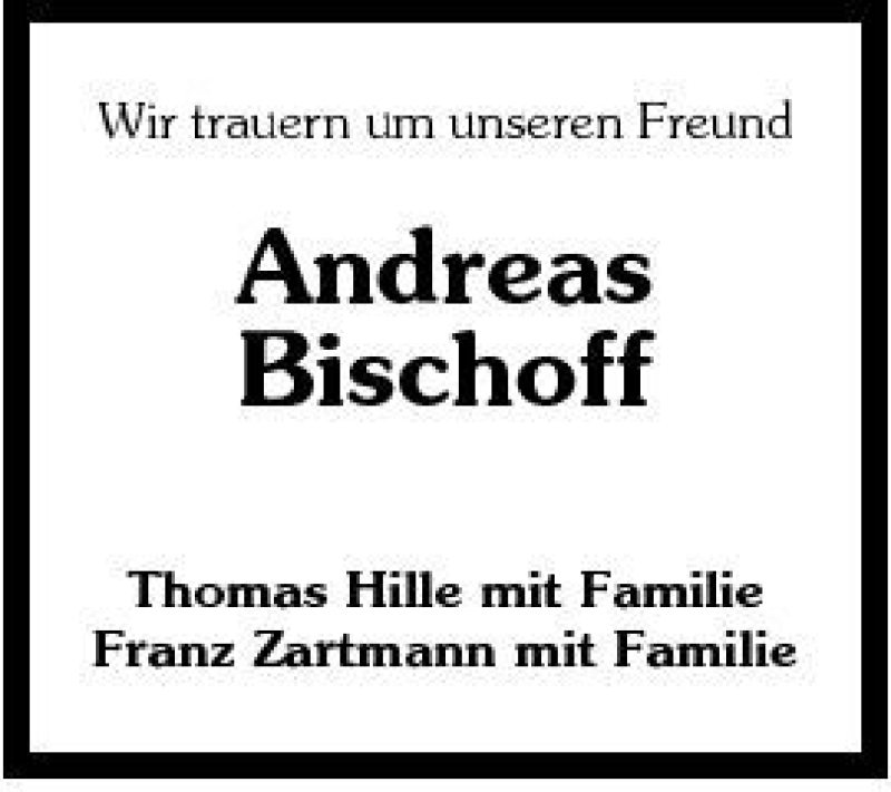  Traueranzeige für Andreas Bischoff vom 26.07.2007 aus 