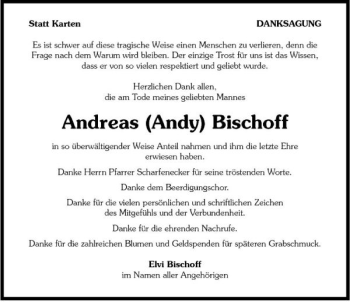Traueranzeige von Andreas Bischoff 