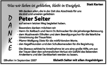 Traueranzeige von Peter Seiter 