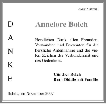 Traueranzeige von Annelore Bolch 