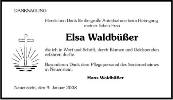 Traueranzeige von Elsa Waldbüßer 
