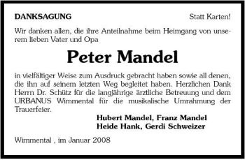 Traueranzeige von Peter Mandel 