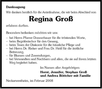 Traueranzeige von Regina Groß 
