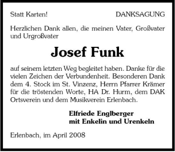 Traueranzeige von Josef Funk 