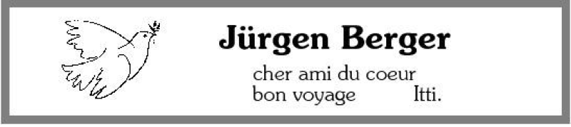  Traueranzeige für Jürgen Berger vom 07.06.2008 aus 
