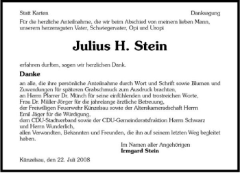 Traueranzeige von Juluis H. Stein 