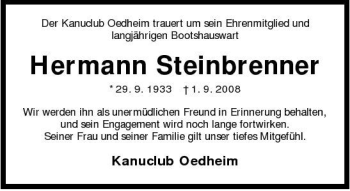 Traueranzeige von Hermann Steinbrenner 