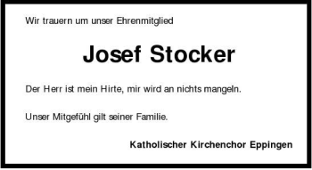 Traueranzeige von Josef Stocker 