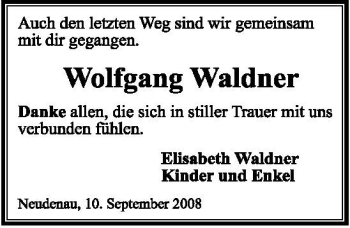 Traueranzeige von Wolfgang Waldner 