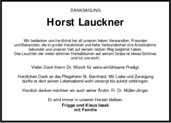 Traueranzeige von Horst Lauckner 