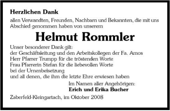 Traueranzeige von Helmut Rommler 