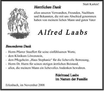 Traueranzeige von Alfred Laabs 