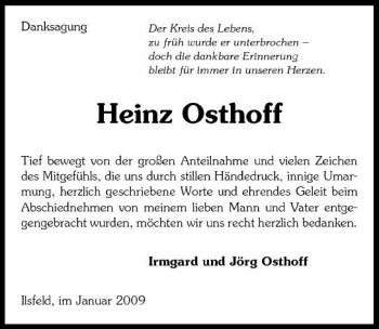 Traueranzeige von Heinz Osthoff 