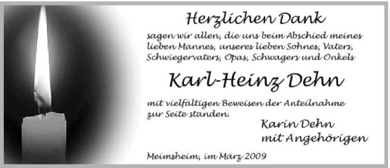  Traueranzeige für Karl-Heinz Dehn vom 05.03.2009 aus 