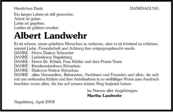 Traueranzeige von Albert Landwehr 