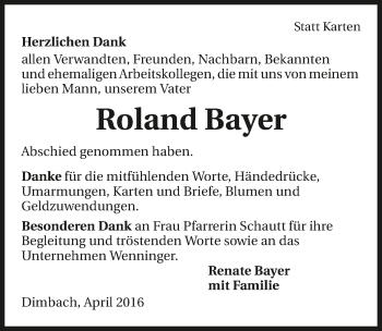 Traueranzeige von Roland Bayer 