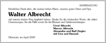Traueranzeige von Walter Albrecht 
