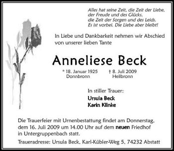 Traueranzeige von Anneliese Buck 