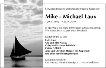 Traueranzeige von Mike Laux 