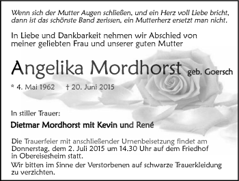 Traueranzeige von Angelika Mordhorst 