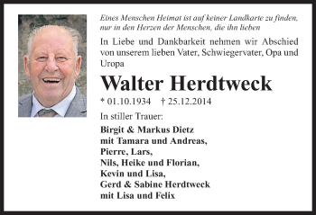 Traueranzeige von Walter Herdtweck 
