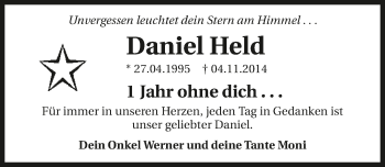Traueranzeige von Daniel Held 