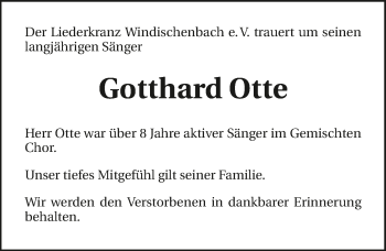 Traueranzeige von Gotthard Otte