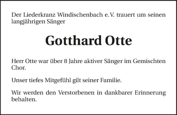Traueranzeige von Gotthard Otte 