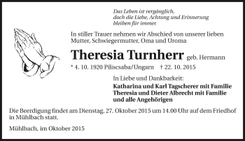 Traueranzeige von Theresia Turnherr 