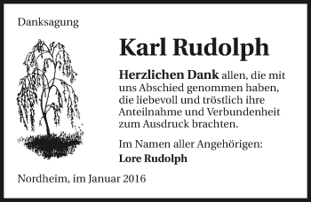 Traueranzeige von Karl Rudolph 