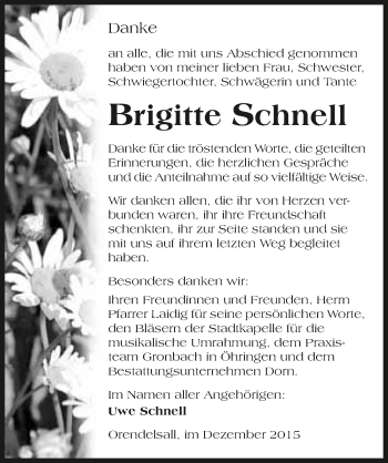 Traueranzeige von Brigitte Schnell 