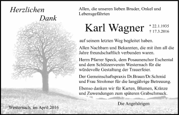 Traueranzeige von Karl Wagner 